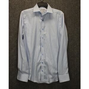 Twillory Safe Cotton No Iron Long Sleeve Shirt Mens 15 34/35 Blue Plaid